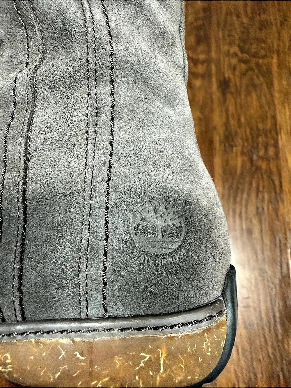 Timberland Women’s Size 8 Charcoal Gray Suede Tall Lace Up Shearling Boots